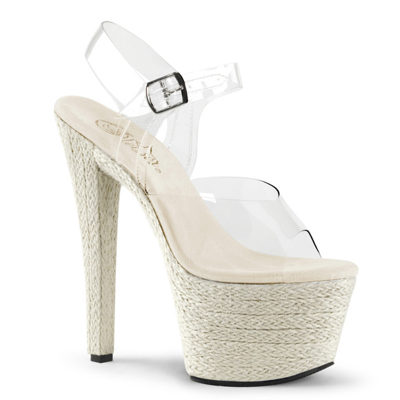Amazon.com | delicious Women Espadrille Platform Clear High Heel Shoes